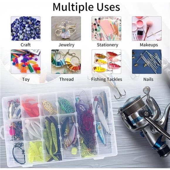 2pack 36 Grids Clear Plastic Organizer Box Container Jewelry Dividers women - Picture 10 of 14